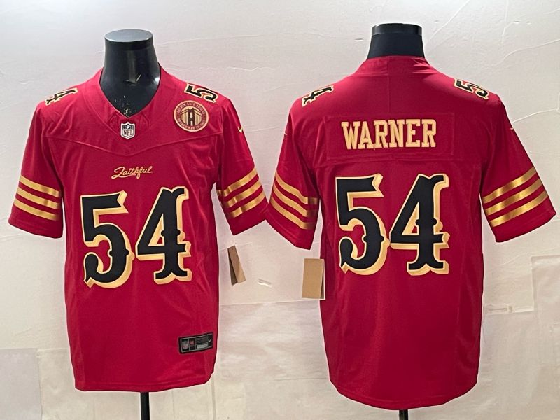 Men 2025 Nike San Francisco 49ers #54 Warner Red gold 5th generation Limited NFL Jersey 0067